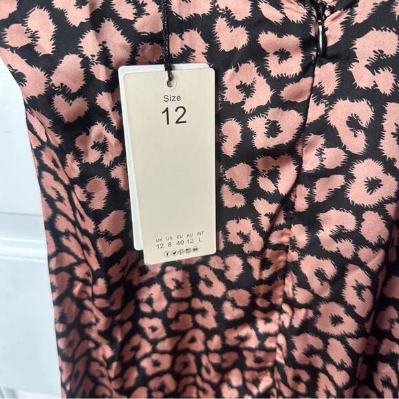 Club L London Asos leopard pink low back cami sleeveless maxi dress size 12 - Picture 5 of 8
